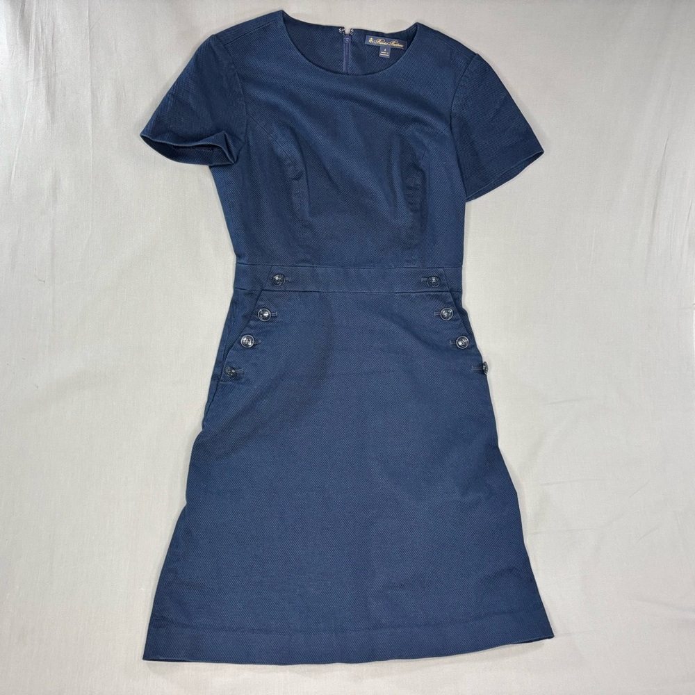 Brooks Brothers Short Dress Women’s 4 Navy Sheath Short Sleeve Career Workwear